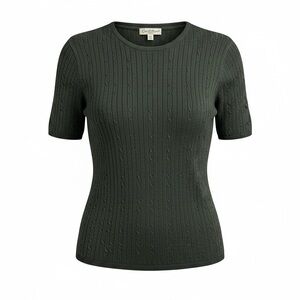 Laura Scott Vintage Black Short Sleeve Cable Knit Sweater